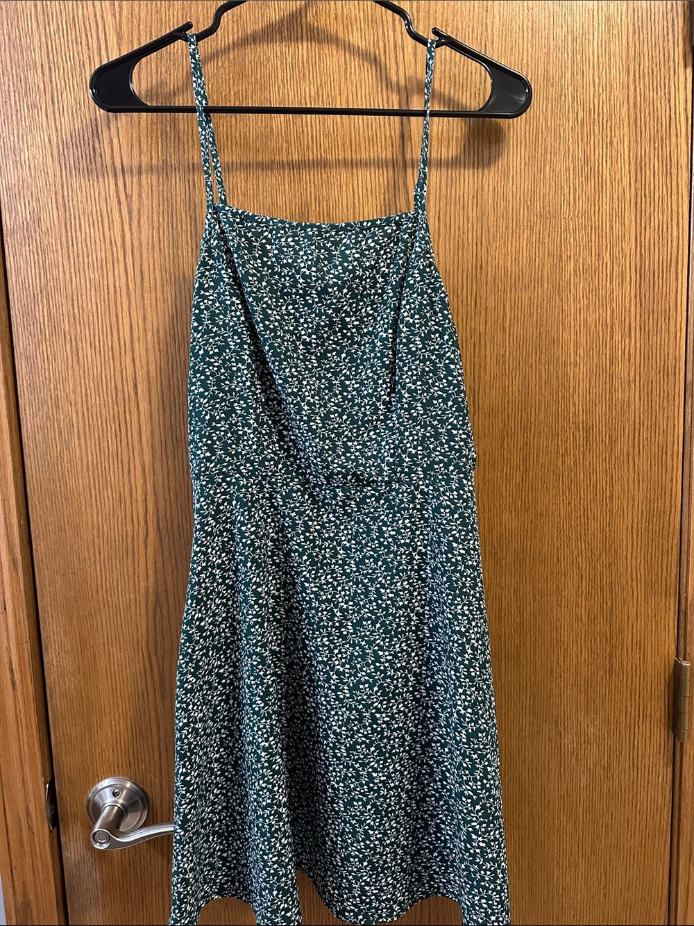 SHEIN Dark Green Floral Spaghetti-Strap Mini Dress